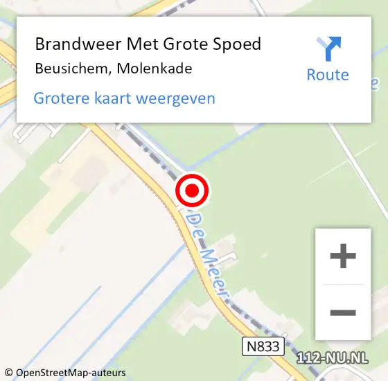 Locatie op kaart van de 112 melding: Brandweer Met Grote Spoed Naar Beusichem, Molenkade op 2 februari 2018 23:14