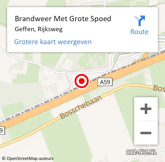 Locatie op kaart van de 112 melding: Brandweer Met Grote Spoed Naar Geffen, Rijksweg op 3 februari 2018 01:31