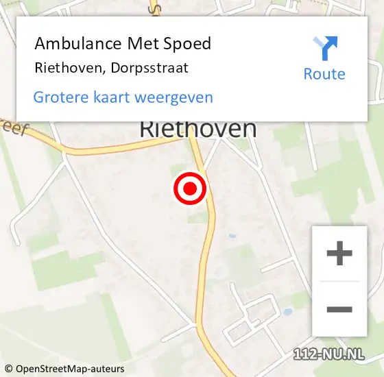 Locatie op kaart van de 112 melding: Ambulance Met Spoed Naar Riethoven, Dorpsstraat op 3 februari 2018 02:14