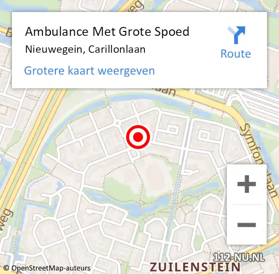 Locatie op kaart van de 112 melding: Ambulance Met Grote Spoed Naar Nieuwegein, Carillonlaan op 3 februari 2018 02:36