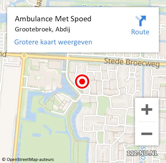 Locatie op kaart van de 112 melding: Ambulance Met Spoed Naar Grootebroek, Abdij op 3 februari 2018 02:37