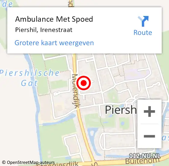 Locatie op kaart van de 112 melding: Ambulance Met Spoed Naar Piershil, Irenestraat op 3 februari 2018 02:48