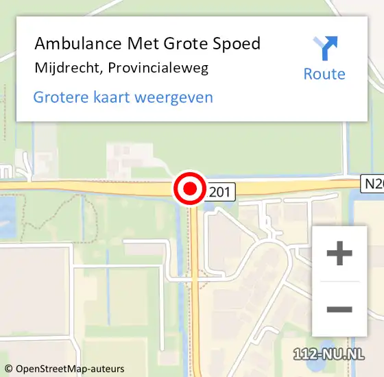 Locatie op kaart van de 112 melding: Ambulance Met Grote Spoed Naar Mijdrecht, Provincialeweg op 3 februari 2018 03:34