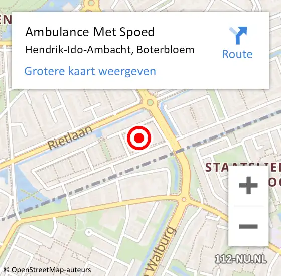 Locatie op kaart van de 112 melding: Ambulance Met Spoed Naar Hendrik-Ido-Ambacht, Boterbloem op 3 februari 2018 04:05