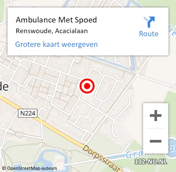 Locatie op kaart van de 112 melding: Ambulance Met Spoed Naar Renswoude, Acacialaan op 3 februari 2018 07:05