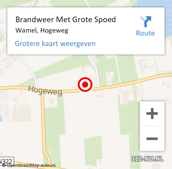 Locatie op kaart van de 112 melding: Brandweer Met Grote Spoed Naar Wamel, Hogeweg op 3 februari 2018 08:56