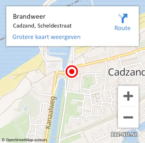 Locatie op kaart van de 112 melding: Brandweer Cadzand, Scheldestraat op 3 februari 2018 09:33