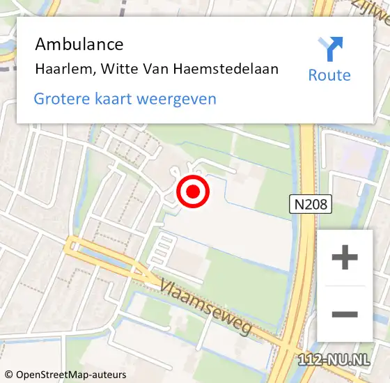 Locatie op kaart van de 112 melding: Ambulance Haarlem, Witte Van Haemstedelaan op 3 februari 2018 09:56