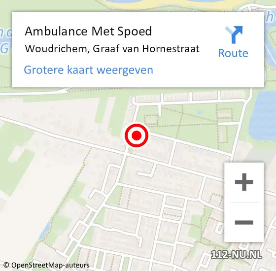 Locatie op kaart van de 112 melding: Ambulance Met Spoed Naar Woudrichem, Graaf van Hornestraat op 3 februari 2018 10:59