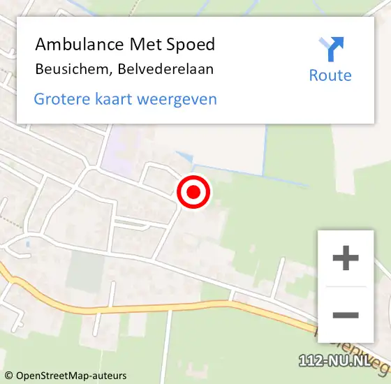 Locatie op kaart van de 112 melding: Ambulance Met Spoed Naar Beusichem, Belvederelaan op 3 februari 2018 11:28