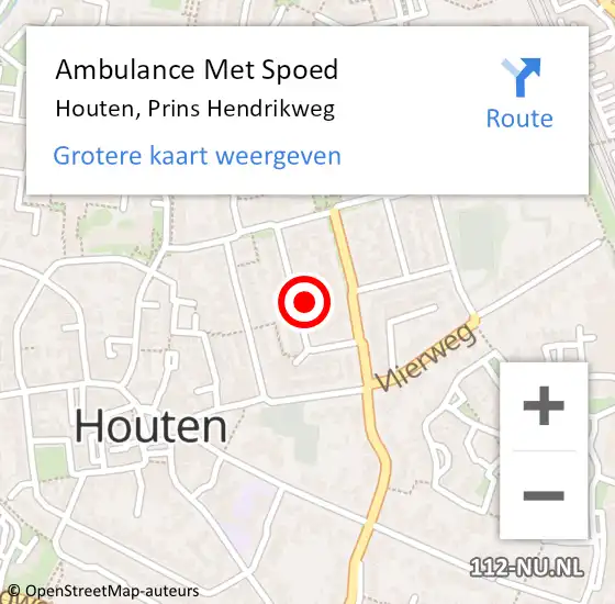 Locatie op kaart van de 112 melding: Ambulance Met Spoed Naar Houten, Prins Hendrikweg op 3 februari 2018 11:36