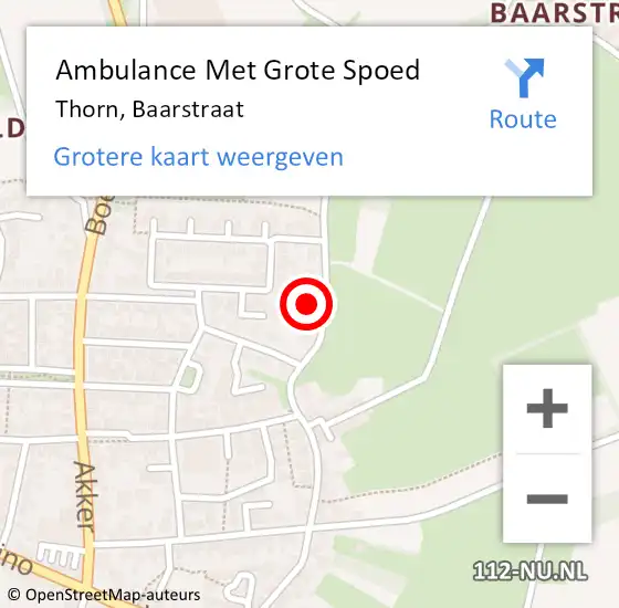 Locatie op kaart van de 112 melding: Ambulance Met Grote Spoed Naar Thorn, Baarstraat op 3 februari 2018 12:05