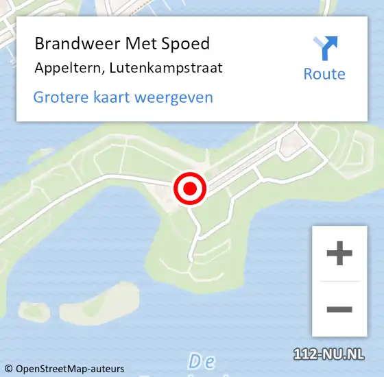 Locatie op kaart van de 112 melding: Brandweer Met Spoed Naar Appeltern, Lutenkampstraat op 3 februari 2018 12:10