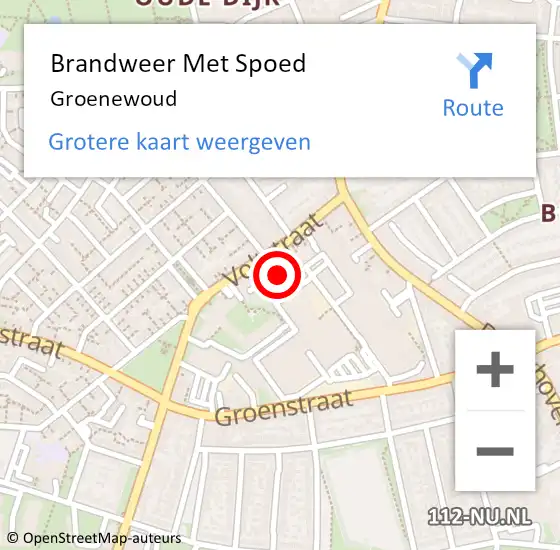 Locatie op kaart van de 112 melding: Brandweer Met Spoed Naar Groenewoud op 15 februari 2014 03:51