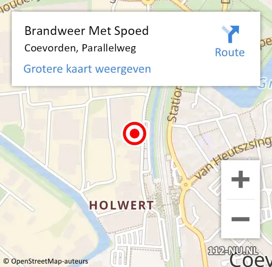 Locatie op kaart van de 112 melding: Brandweer Met Spoed Naar Coevorden, Parallelweg op 3 februari 2018 13:22