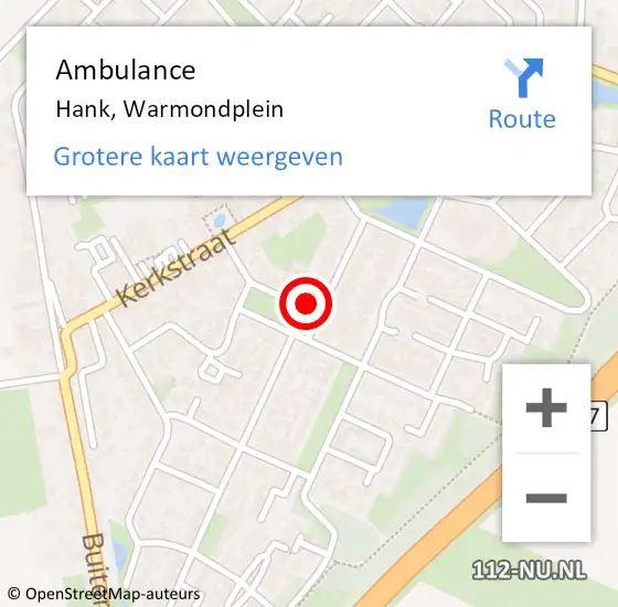 Locatie op kaart van de 112 melding: Ambulance Hank, Warmondplein op 3 februari 2018 13:56