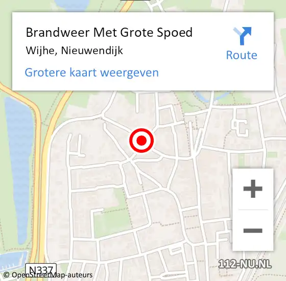 Locatie op kaart van de 112 melding: Brandweer Met Grote Spoed Naar Wijhe, Nieuwendijk op 3 februari 2018 14:06