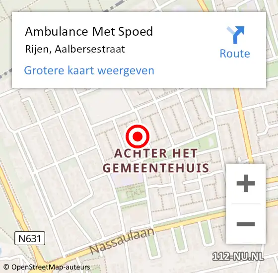 Locatie op kaart van de 112 melding: Ambulance Met Spoed Naar Rijen, Aalbersestraat op 3 februari 2018 14:14