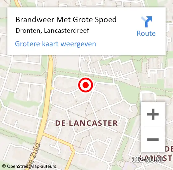 Locatie op kaart van de 112 melding: Brandweer Met Grote Spoed Naar Dronten, Lancasterdreef op 3 februari 2018 14:20