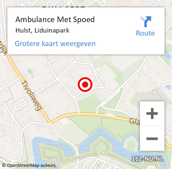 Locatie op kaart van de 112 melding: Ambulance Met Spoed Naar Hulst, Liduinapark op 3 februari 2018 14:22