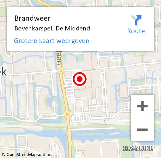 Locatie op kaart van de 112 melding: Brandweer Bovenkarspel, De Middend op 3 februari 2018 14:24