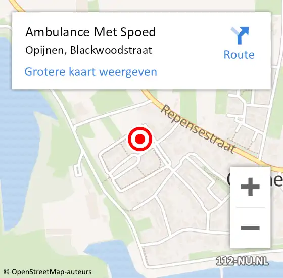 Locatie op kaart van de 112 melding: Ambulance Met Spoed Naar Opijnen, Blackwoodstraat op 3 februari 2018 15:52