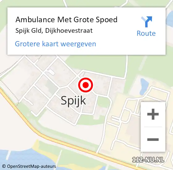 Locatie op kaart van de 112 melding: Ambulance Met Grote Spoed Naar Spijk Gld, Dijkhoevestraat op 3 februari 2018 16:38