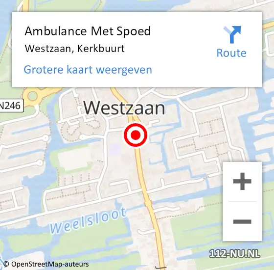 Locatie op kaart van de 112 melding: Ambulance Met Spoed Naar Westzaan, Kerkbuurt op 3 februari 2018 17:27