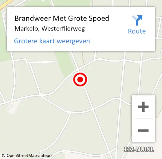 Locatie op kaart van de 112 melding: Brandweer Met Grote Spoed Naar Markelo, Westerflierweg op 3 februari 2018 17:38