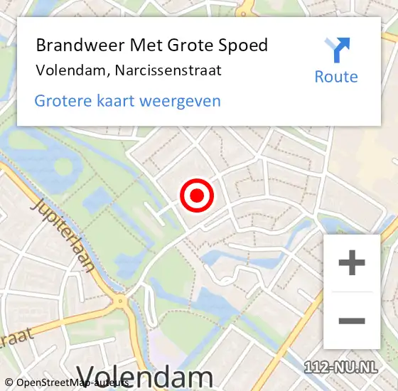 Locatie op kaart van de 112 melding: Brandweer Met Grote Spoed Naar Volendam, Narcissenstraat op 15 februari 2014 05:32