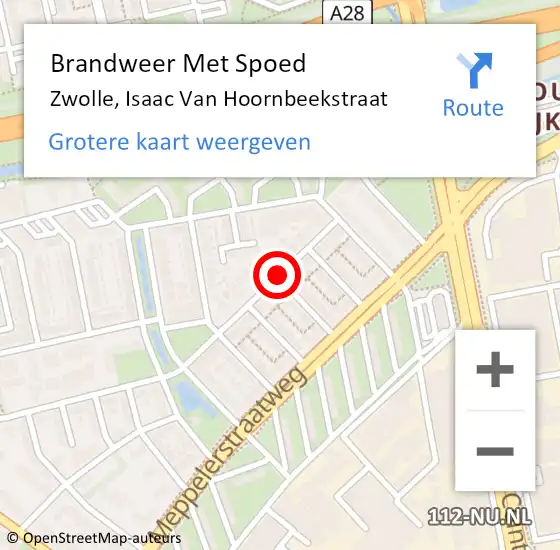 Locatie op kaart van de 112 melding: Brandweer Met Spoed Naar Zwolle, Isaac Van Hoornbeekstraat op 3 februari 2018 19:11