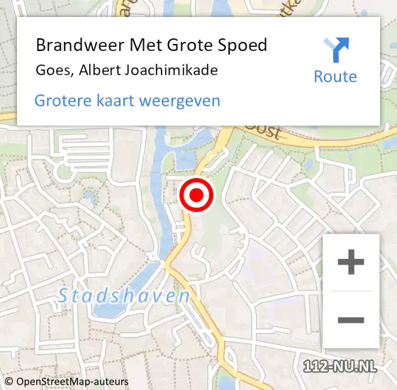 Locatie op kaart van de 112 melding: Brandweer Met Grote Spoed Naar Goes, Albert Joachimikade op 3 februari 2018 19:41