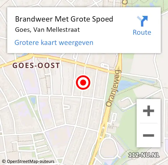 Locatie op kaart van de 112 melding: Brandweer Met Grote Spoed Naar Goes, Van Mellestraat op 3 februari 2018 19:41