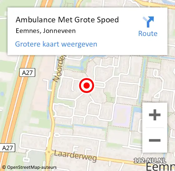 Locatie op kaart van de 112 melding: Ambulance Met Grote Spoed Naar Eemnes, Jonneveen op 3 februari 2018 19:43