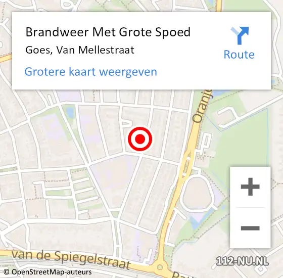 Locatie op kaart van de 112 melding: Brandweer Met Grote Spoed Naar Goes, Van Mellestraat op 3 februari 2018 19:44