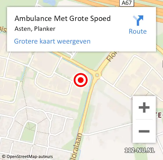 Locatie op kaart van de 112 melding: Ambulance Met Grote Spoed Naar Asten, Planker op 3 februari 2018 19:47