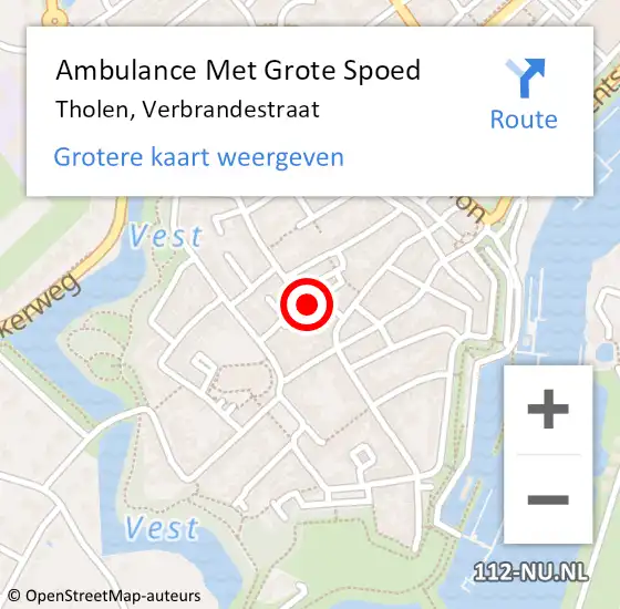 Locatie op kaart van de 112 melding: Ambulance Met Grote Spoed Naar Tholen, Verbrandestraat op 3 februari 2018 20:01