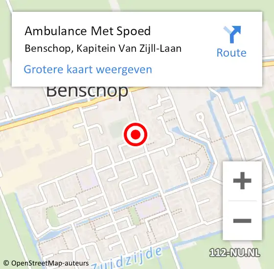 Locatie op kaart van de 112 melding: Ambulance Met Spoed Naar Benschop, Kapitein Van Zijll-Laan op 3 februari 2018 20:31