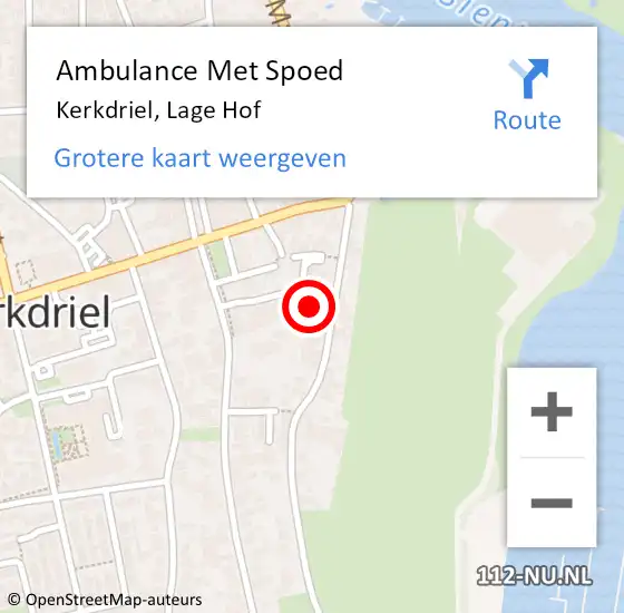 Locatie op kaart van de 112 melding: Ambulance Met Spoed Naar Kerkdriel, Lage Hof op 3 februari 2018 20:45