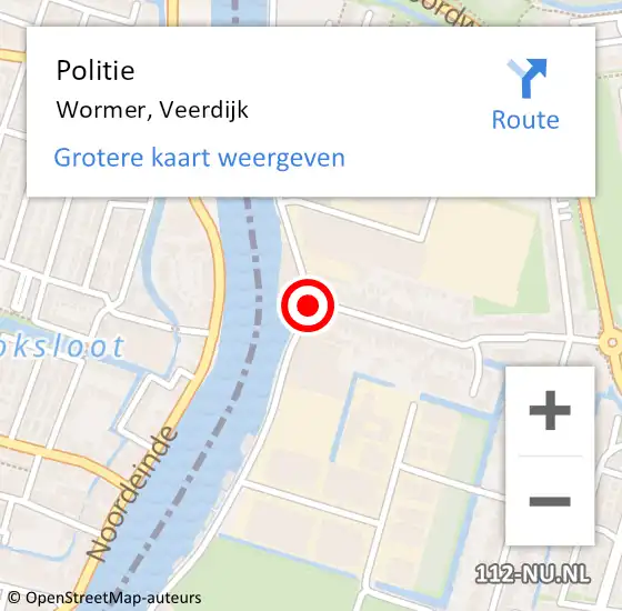 Locatie op kaart van de 112 melding: Politie Wormer, Veerdijk op 3 februari 2018 20:48