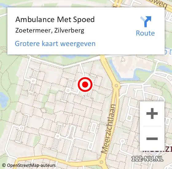 Locatie op kaart van de 112 melding: Ambulance Met Spoed Naar Zoetermeer, Zilverberg op 3 februari 2018 21:10