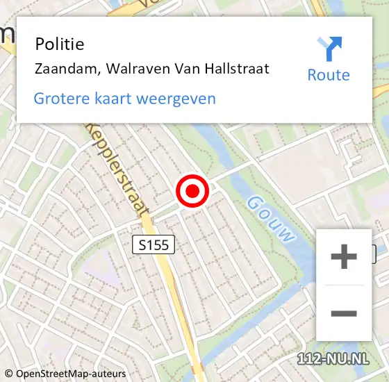 Locatie op kaart van de 112 melding: Politie Zaandam, Walraven Van Hallstraat op 3 februari 2018 21:25