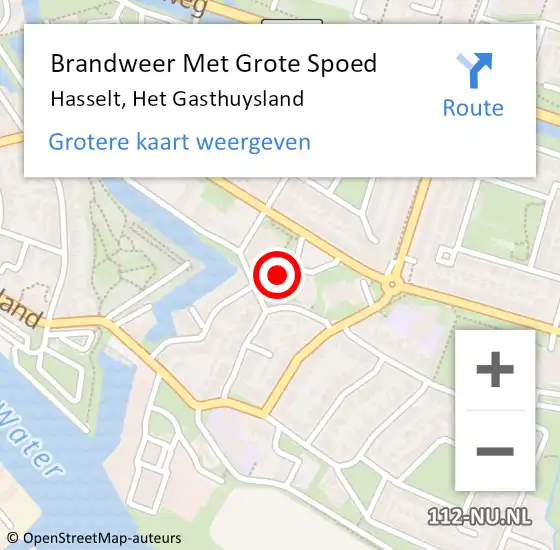 Locatie op kaart van de 112 melding: Brandweer Met Grote Spoed Naar Hasselt, Het Gasthuysland op 3 februari 2018 21:33