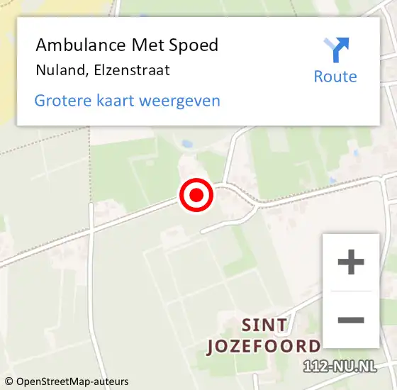 Locatie op kaart van de 112 melding: Ambulance Met Spoed Naar Nuland, Elzenstraat op 3 februari 2018 22:02