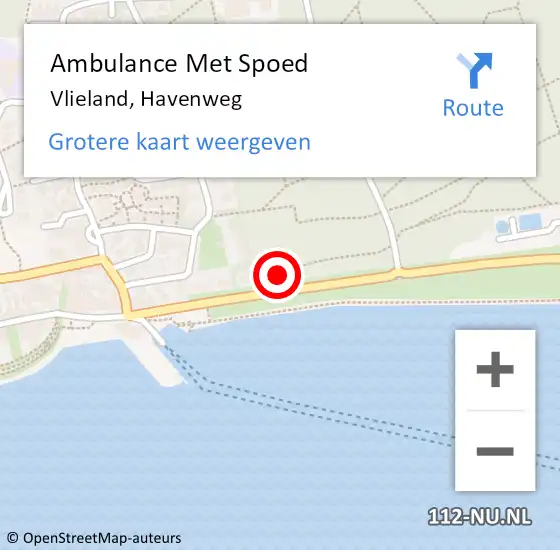 Locatie op kaart van de 112 melding: Ambulance Met Spoed Naar Vlieland, Havenweg op 22 september 2013 15:04