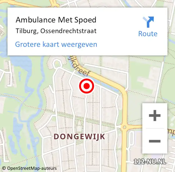 Locatie op kaart van de 112 melding: Ambulance Met Spoed Naar Tilburg, Ossendrechtstraat op 3 februari 2018 22:17