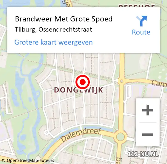 Locatie op kaart van de 112 melding: Brandweer Met Grote Spoed Naar Tilburg, Ossendrechtstraat op 3 februari 2018 22:20