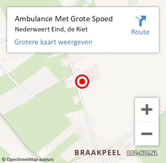 Locatie op kaart van de 112 melding: Ambulance Met Grote Spoed Naar Nederweert Eind, de Riet op 15 februari 2014 06:44