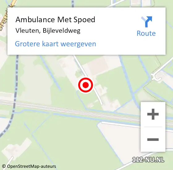 Locatie op kaart van de 112 melding: Ambulance Met Spoed Naar Vleuten, Bijleveldweg op 3 februari 2018 23:10