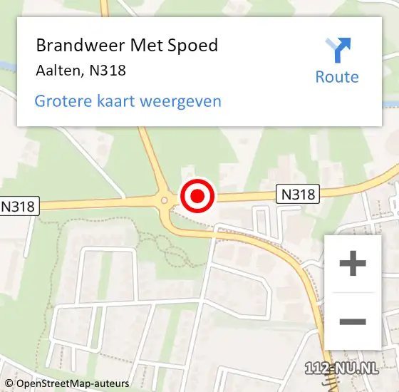 Locatie op kaart van de 112 melding: Brandweer Met Spoed Naar Aalten, N318 op 15 februari 2014 06:55